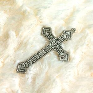 Irish Celtic CROSS Pendant Antiqued Finish, Large, Very Detailed Stainless chain